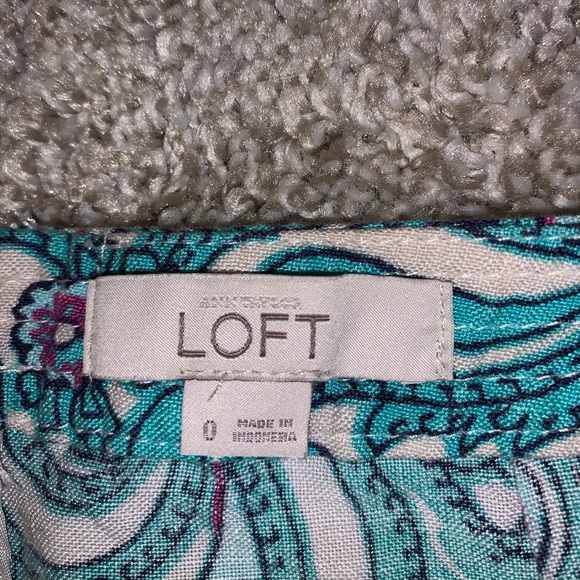 LOFT Green & Cream Zip Up Skirt size 0 - Picture 6 of 10